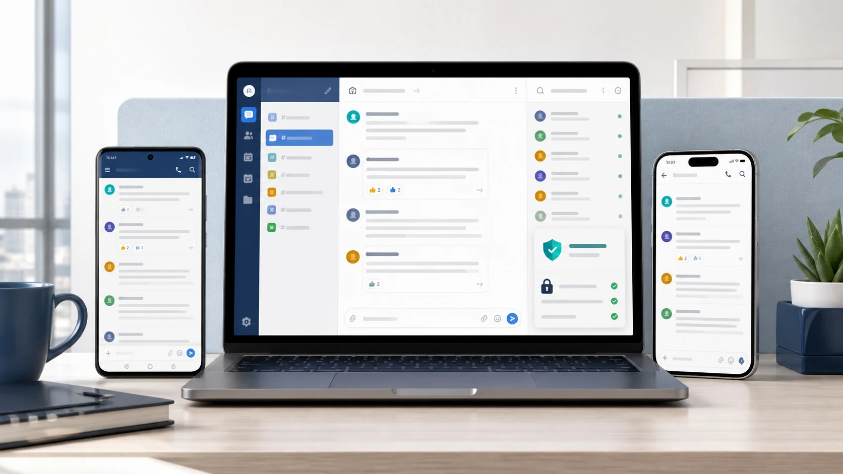 任小聊 iOS、Android 与 Windows 多端通讯客户端示意